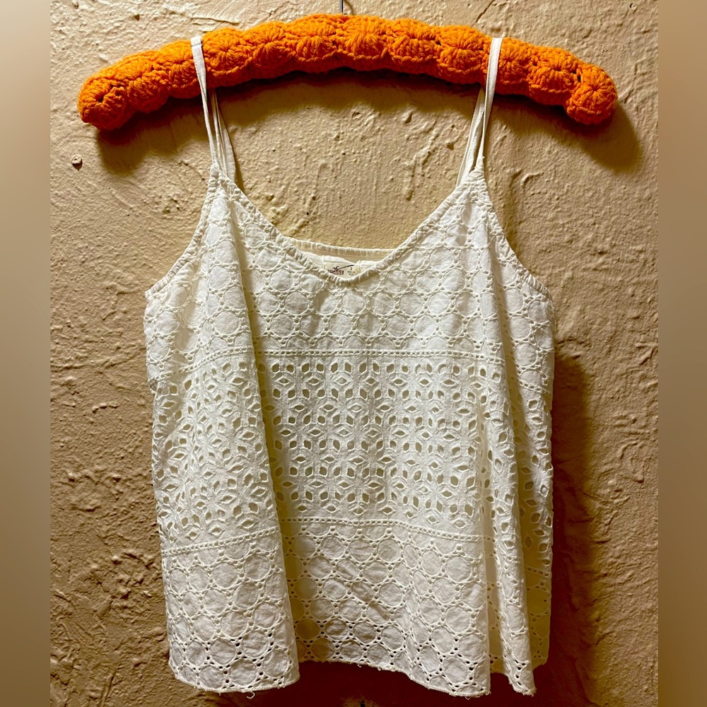 Hollister Eyelet White Crop Top